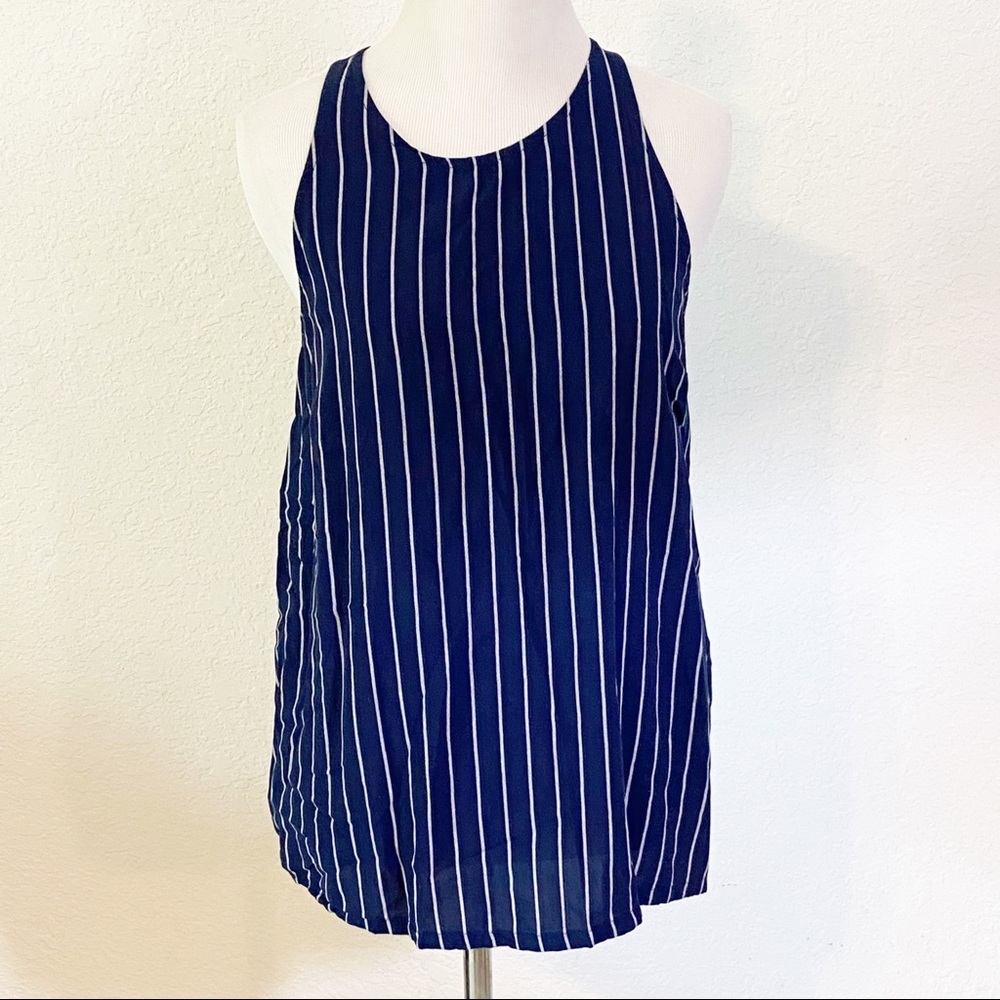 Old Navy Top M Blue White Striped Sleeveless Tank